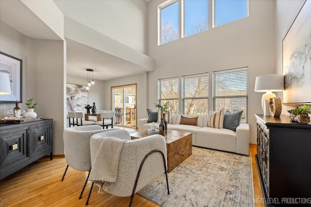 living room featuring light wood-type flooring