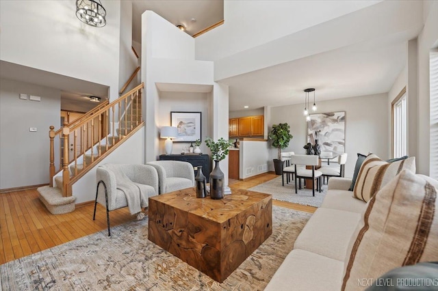 living room featuring light wood-type flooring