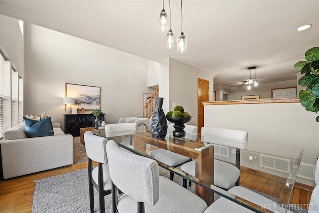 dining area featuring light wood-type flooring