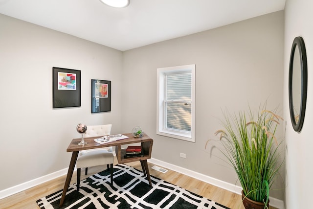 office space featuring light hardwood / wood-style flooring