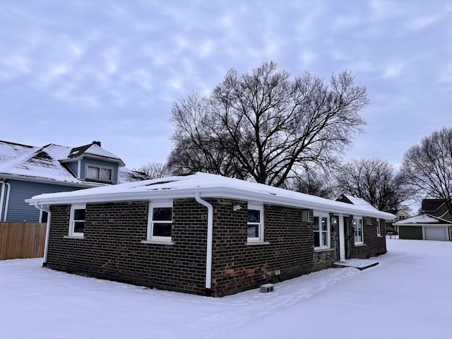 view of snow covered exterior