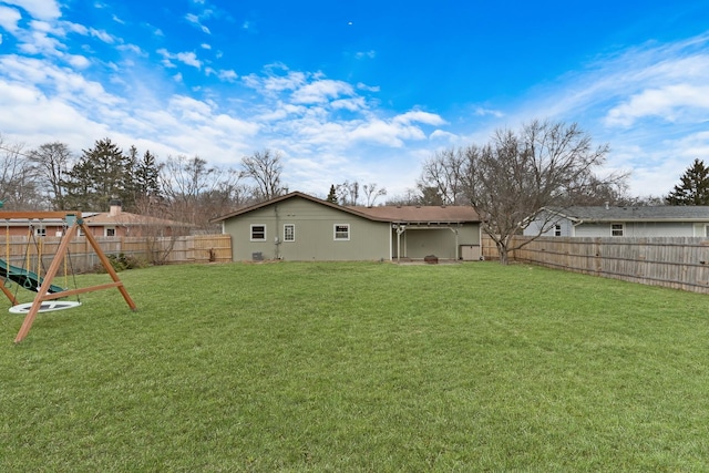 view of yard featuring a playground