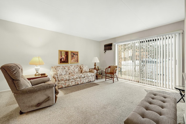 living room featuring carpet