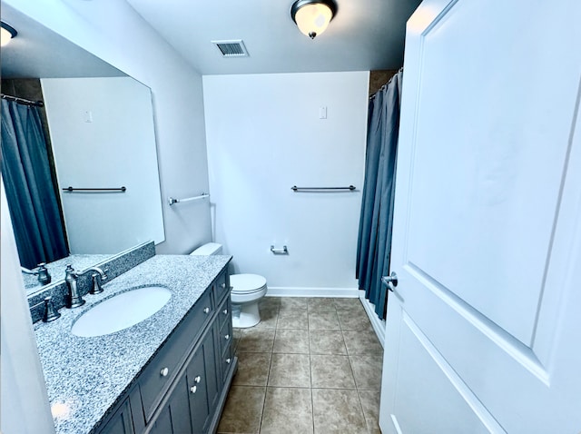 bathroom featuring tile patterned flooring, vanity, and toilet