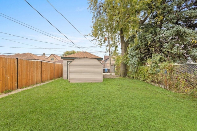 view of yard with a storage unit