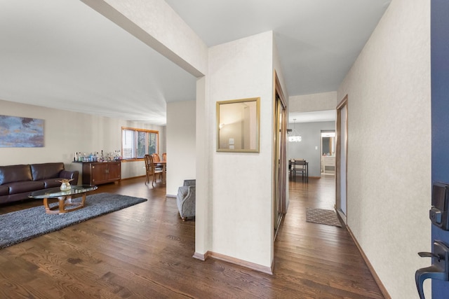 hall featuring dark hardwood / wood-style flooring