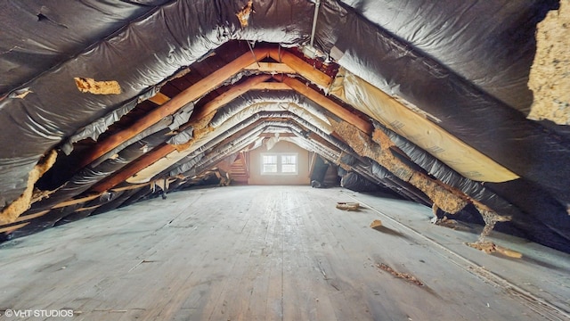 view of unfinished attic