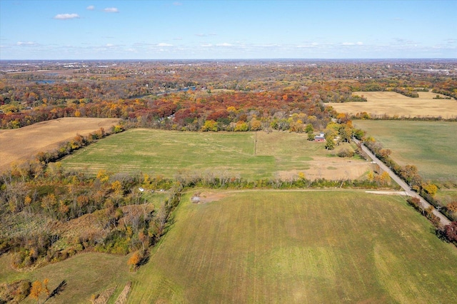 drone / aerial view with a rural view