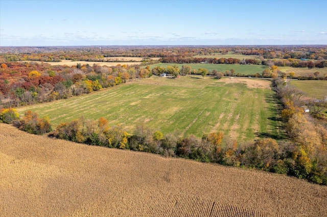 drone / aerial view with a rural view