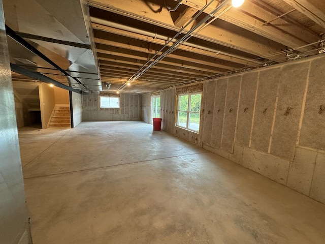 basement with a healthy amount of sunlight