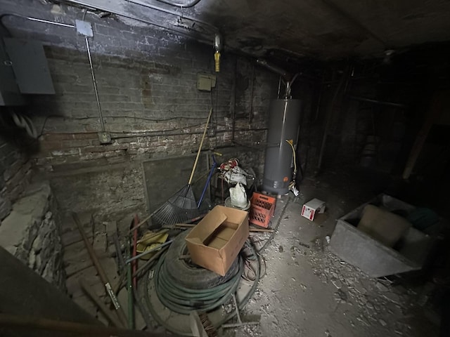 basement featuring water heater