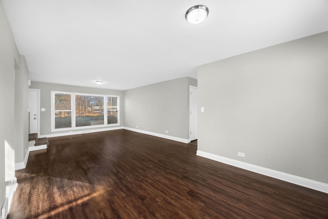 unfurnished living room featuring dark hardwood / wood-style floors