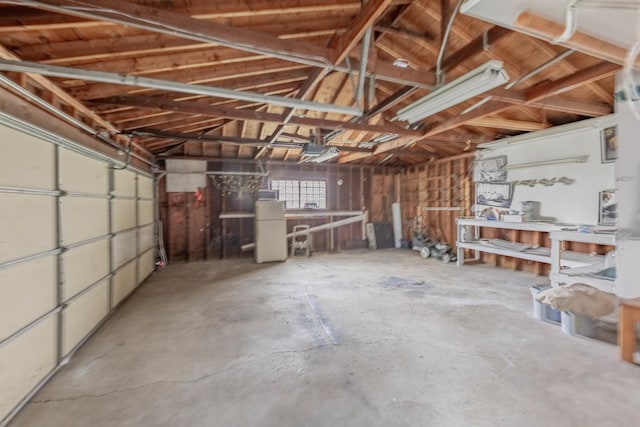 garage with a garage door opener