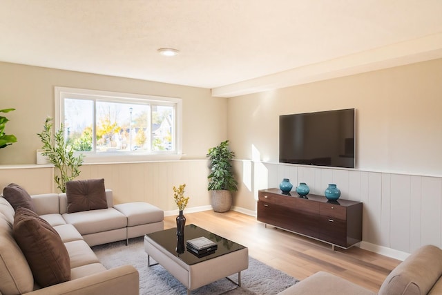 living room with light wood-type flooring