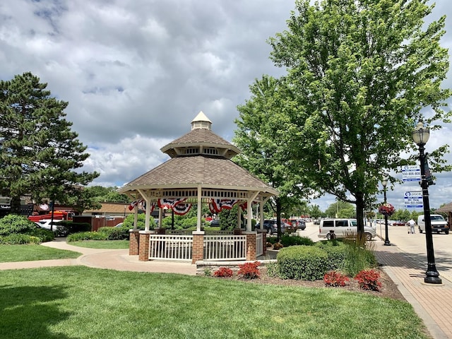 view of home's community featuring a gazebo and a yard