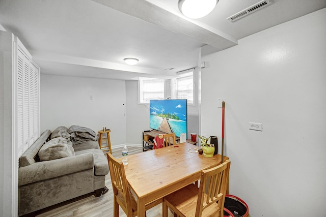 dining room with light hardwood / wood-style floors