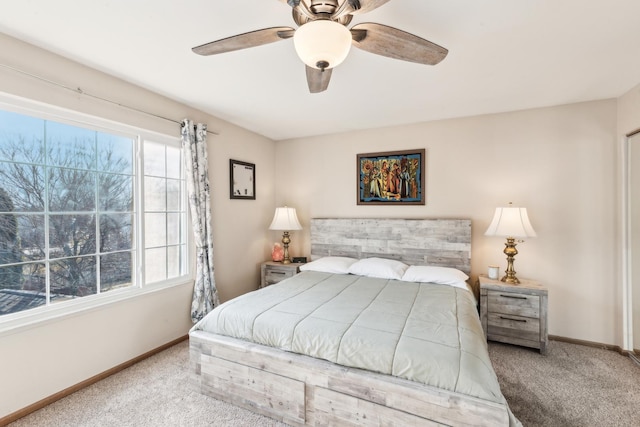 bedroom with carpet and ceiling fan