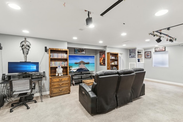 view of carpeted cinema room