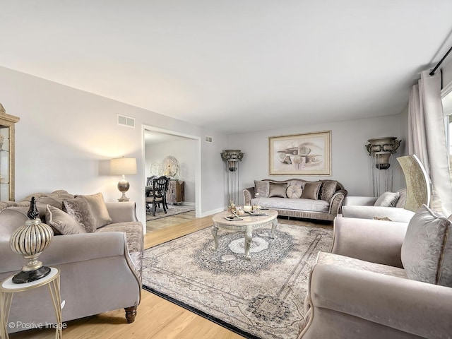 living room featuring light hardwood / wood-style flooring