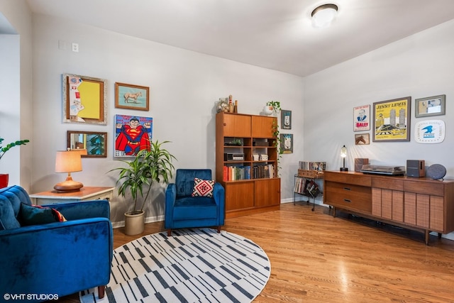 living area featuring light hardwood / wood-style flooring