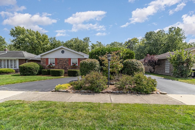 ranch-style home with a front lawn