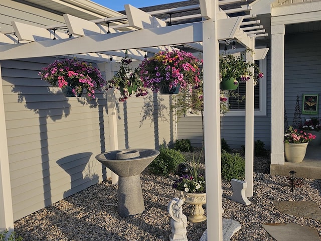 view of patio / terrace featuring a pergola