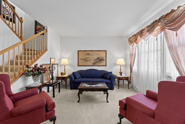 living room featuring carpet flooring