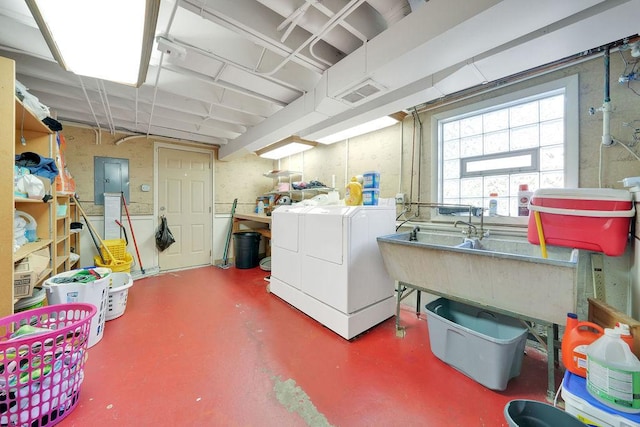 basement with independent washer and dryer