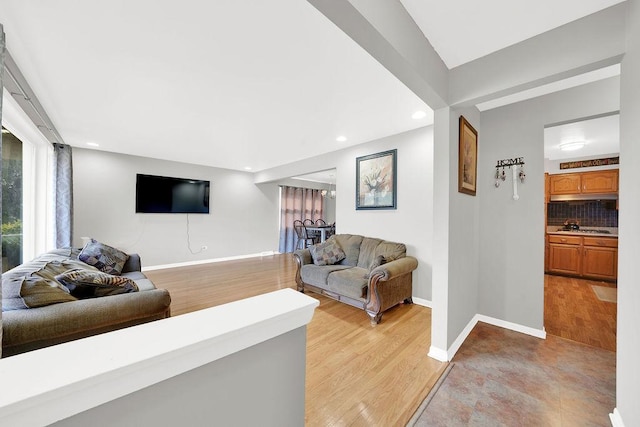 living room featuring light hardwood / wood-style floors