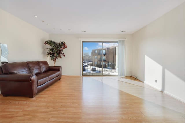 living room with light wood-type flooring