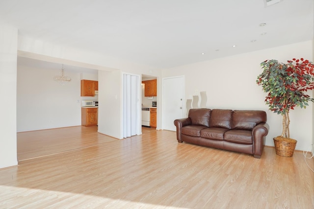 living room with light wood-type flooring