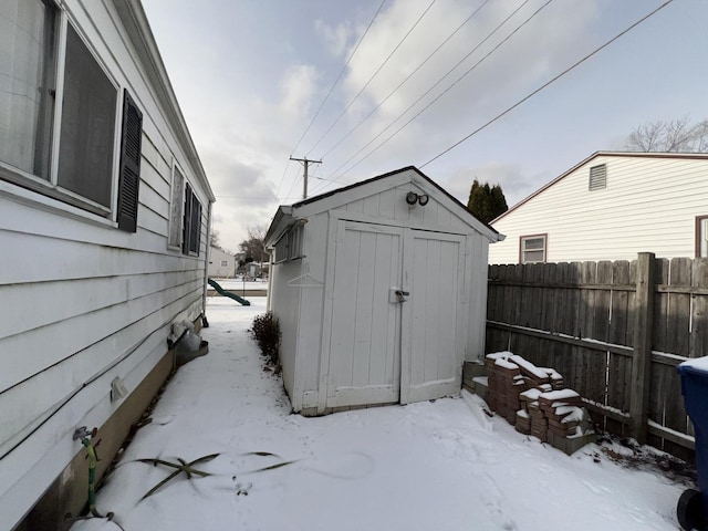 view of snow covered structure