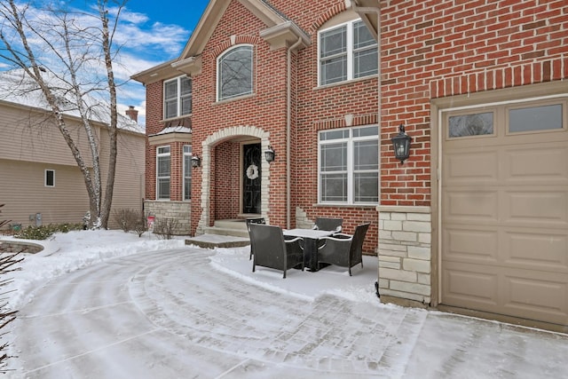 exterior space featuring a garage