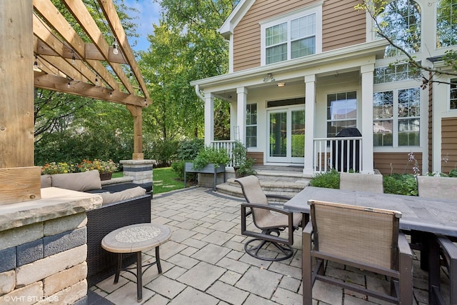 view of patio / terrace featuring a pergola