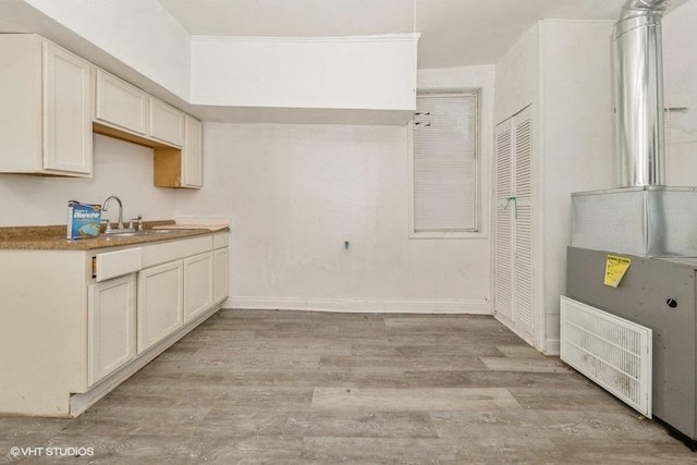 kitchen with light hardwood / wood-style floors and sink