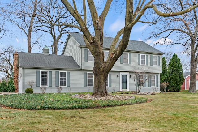 colonial house with a front lawn