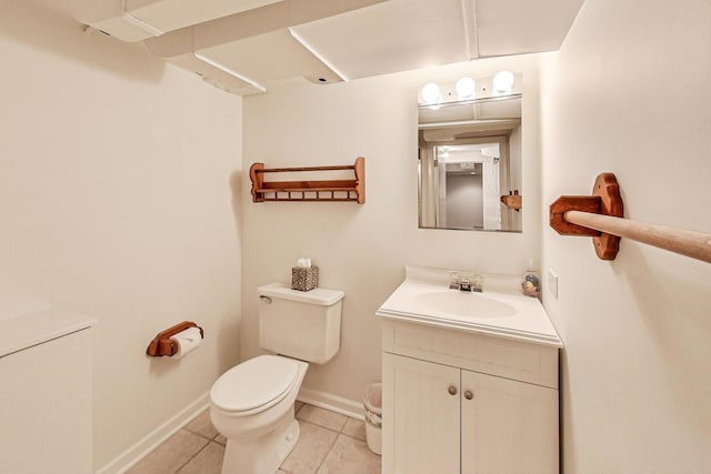 bathroom featuring tile patterned flooring, vanity, and toilet