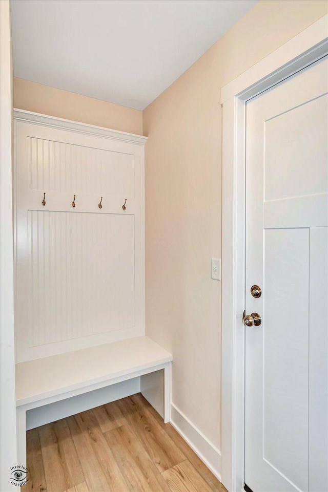 mudroom with light wood-type flooring