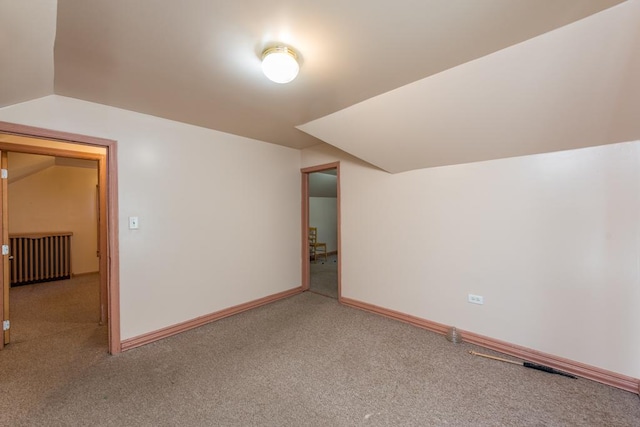 additional living space featuring carpet flooring and vaulted ceiling