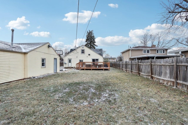 view of yard featuring a wooden deck