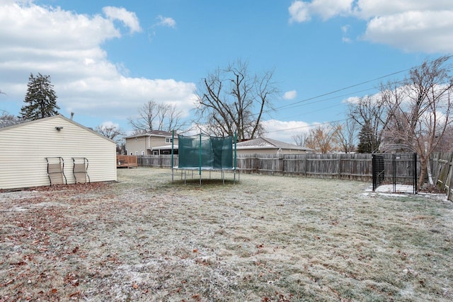 view of yard featuring a trampoline