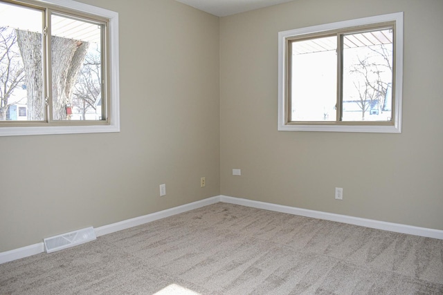 unfurnished room featuring carpet floors and a wealth of natural light