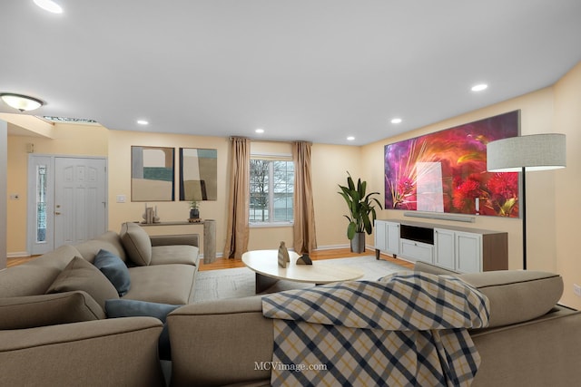 living room featuring light hardwood / wood-style flooring