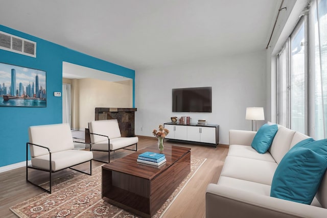 living room featuring wood-type flooring