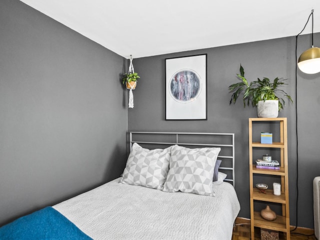 bedroom with parquet floors