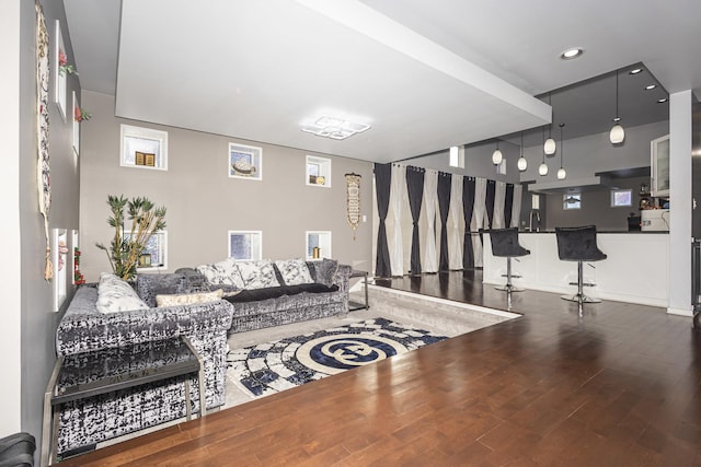 living room featuring hardwood / wood-style flooring