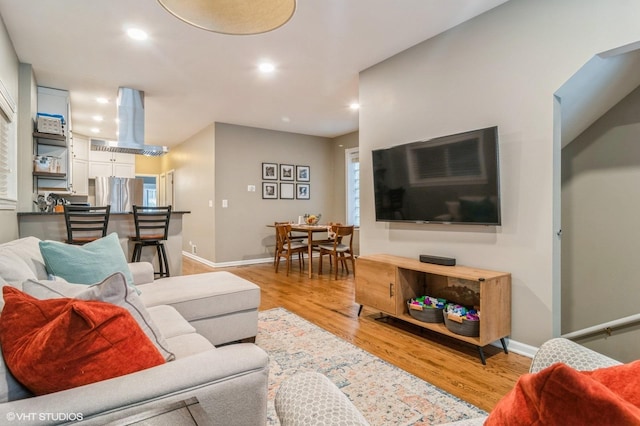 living room featuring light hardwood / wood-style flooring