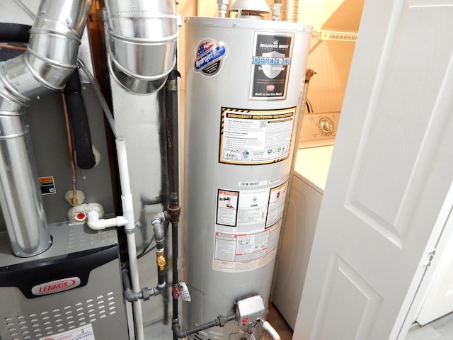 utility room with water heater