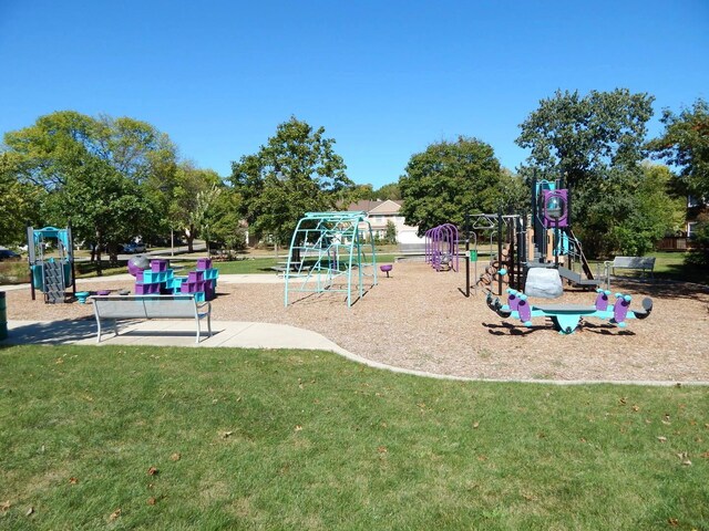 view of play area with a yard