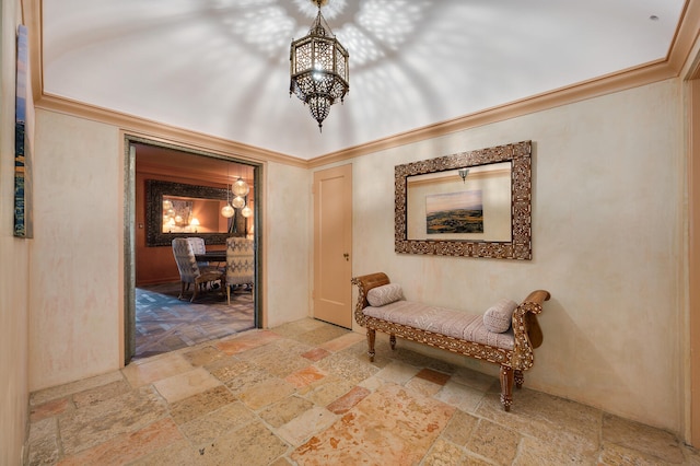 sitting room featuring a notable chandelier